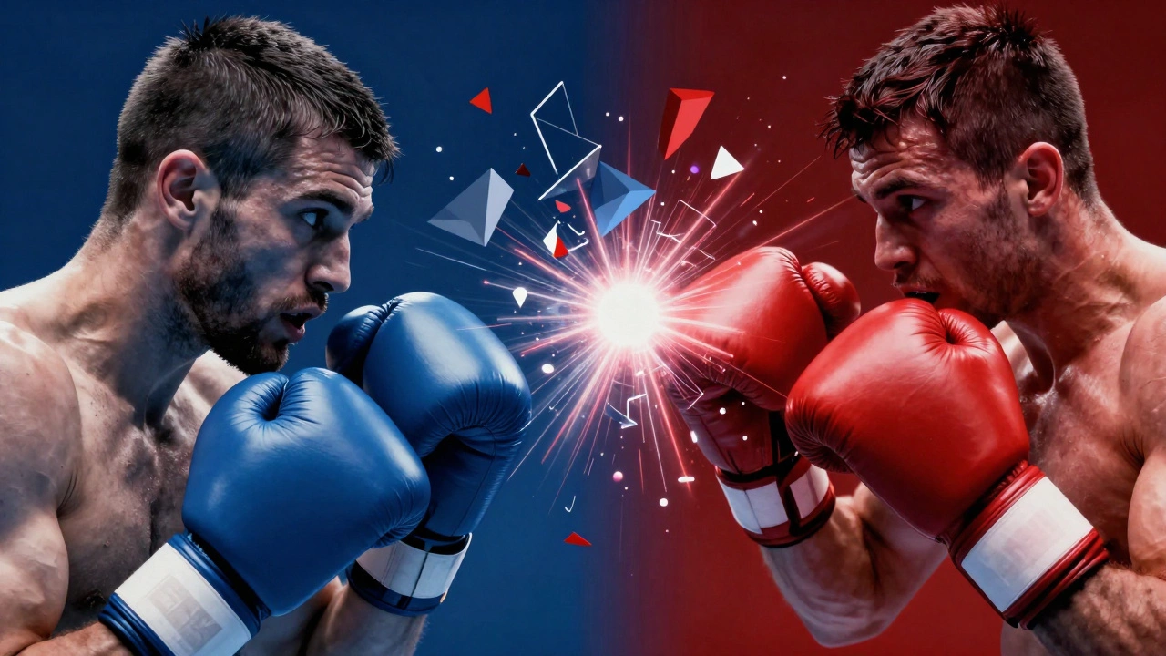 Conceptual image depicting the sensory overload and mental pressure of a high-volume boxing attack.