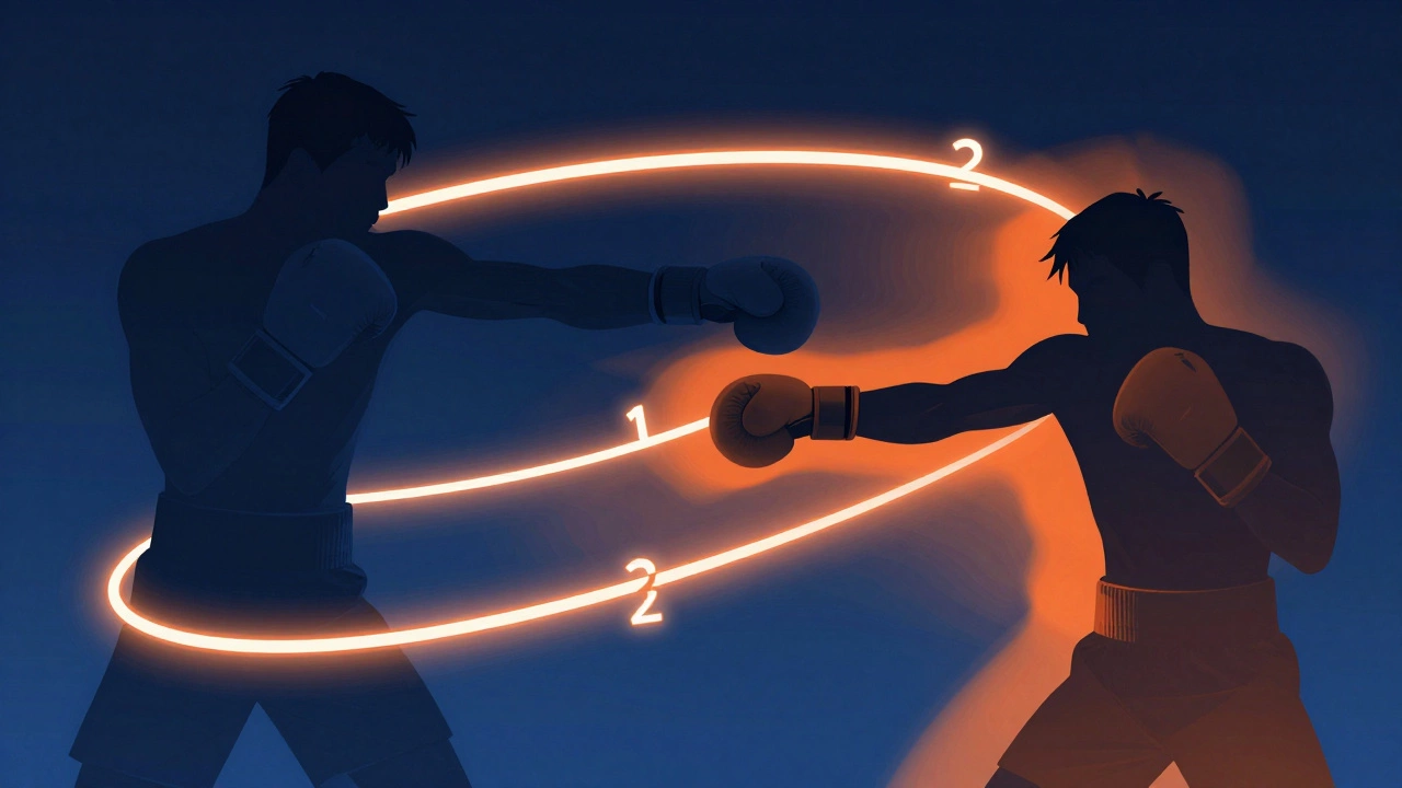 Abstract illustration showing trajectories of boxing punches