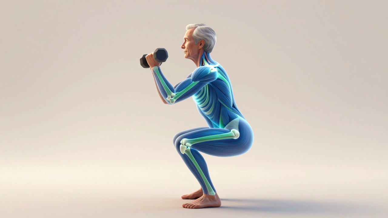 Illustration of muscle growth and bone health via exercise