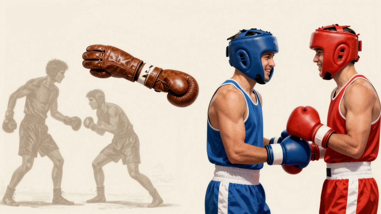 Illustration showing the history of boxing from bare-knuckle to modern sport.