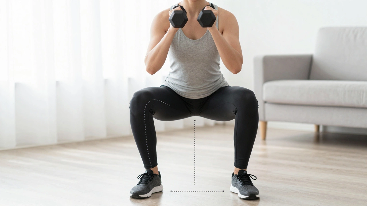 Person demonstrating proper goblet squat form