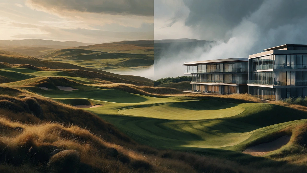 Conceptual blend of Scottish golf hills and modern hotel architecture